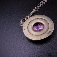 Antique Pink Paste Sterling Silver Round Halo Pendant Necklace (3 of 10) Antique Pink Paste Sterling Silver Round Halo Pendant Necklace (3 of 10)