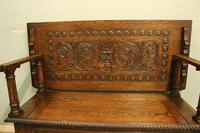 Antique Carved Oak Monks Bench Hall Seat Settle (7 of 11) Antique Carved Oak Monks Bench Hall Seat Settle (7 of 11)