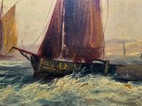 19thc (British School) Fishing Boats In Rough Seas Oil On Board Painting (4 of 13) 19thc (British School) Fishing Boats In Rough Seas Oil On Board Painting (4 of 13)