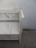 A Lovely White Tulip 3 Seater Antique/Old Pine Kitchen/Hall Box Settle/ Bench (4 of 9) A Lovely White Tulip 3 Seater Antique/Old Pine Kitchen/Hall Box Settle/ Bench (4 of 9)