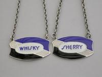Pair of Art Deco Silver Enamel Wine Labels 'Whisky & Sherry' (2 of 10) Pair of Art Deco Silver Enamel Wine Labels 'Whisky & Sherry' (2 of 10)