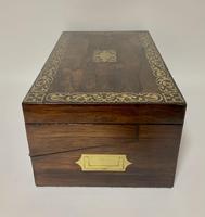 Superb Antique Rosewood Brass Inlaid Writing Slope Box with Double Hinge (10 of 12) Superb Antique Rosewood Brass Inlaid Writing Slope Box with Double Hinge (10 of 12)