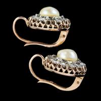 Antique Victorian Rose Cut Diamond Natural Pearl Earrings 3.60ct of Diamond 18ct Gold c.1880 (4 of 7) Antique Victorian Rose Cut Diamond Natural Pearl Earrings 3.60ct of Diamond 18ct Gold c.1880 (4 of 7)