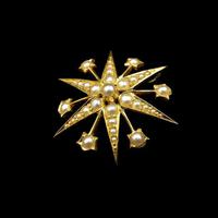 Antique Victorian Pearl 12 Point Star 15ct 15K Yellow Gold Pendant (2 of 6) Antique Victorian Pearl 12 Point Star 15ct 15K Yellow Gold Pendant (2 of 6)