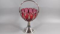 Edwardian cranberry glass silver plated sugar bowl/ bob bon dish swags (7 of 13) Edwardian cranberry glass silver plated sugar bowl/ bob bon dish swags (7 of 13)