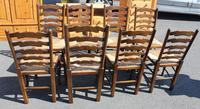 1940's Set of 8 Oak Ladder Back Dining Chairs with Rush Seats (3 of 3) 1940's Set of 8 Oak Ladder Back Dining Chairs with Rush Seats (3 of 3)