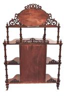 Victorian Walnut 4 Tier Whatnot with Centre Mirrored Cupboard (4 of 5) Victorian Walnut 4 Tier Whatnot with Centre Mirrored Cupboard (4 of 5)