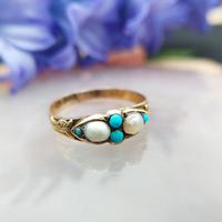 Antique Victorian 15ct Gold Turquoise & Pearl Ring (8 of 9) Antique Victorian 15ct Gold Turquoise & Pearl Ring (8 of 9)