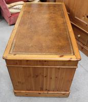 1960's Large Ducal Pine Pedestal Desk with Brown Leather inset on Top (4 of 5) 1960's Large Ducal Pine Pedestal Desk with Brown Leather inset on Top (4 of 5)