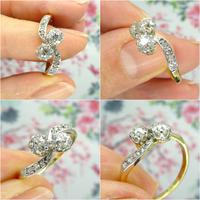 Antique Edwardian 18ct Old mine cut Diamond two stone engagement ring c.1910 (9 of 10) Antique Edwardian 18ct Old mine cut Diamond two stone engagement ring c.1910 (9 of 10)