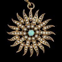 Antique Victorian Opal Pearl Sun Brooch Pendant 18ct Gold c.1900 (2 of 5) Antique Victorian Opal Pearl Sun Brooch Pendant 18ct Gold c.1900 (2 of 5)