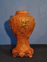 Antique 19th Century Asian Chinese Cinnabar Vase Urn (8 of 12) Antique 19th Century Asian Chinese Cinnabar Vase Urn (8 of 12)