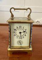 Antique Edwardian Quality Brass & Champleve Enamelled Carriage Clock