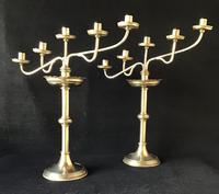 Pair of Arts and Crafts Brass Five Branch Altar Candelabra (5 of 8) Pair of Arts and Crafts Brass Five Branch Altar Candelabra (5 of 8)