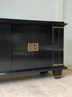 Jacques Adnet French Art Deco Modernist Ebonised Enfilade Sideboard with Gilt Bronze Mounts (8 of 12) Jacques Adnet French Art Deco Modernist Ebonised Enfilade Sideboard with Gilt Bronze Mounts (8 of 12)