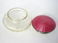 Silver & Pink Enamel Dressing Table Jar with a Mirror Under the Lid (4 of 5) Silver & Pink Enamel Dressing Table Jar with a Mirror Under the Lid (4 of 5)
