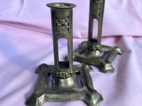 Pair of Bronze Art Nouveau Candlesticks