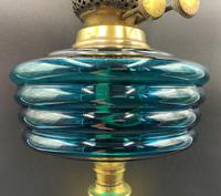 Lovely Tall 19thc Twin Burning Royal Blue Glass & Brass Table Oil Lamp (8 of 11) Lovely Tall 19thc Twin Burning Royal Blue Glass & Brass Table Oil Lamp (8 of 11)