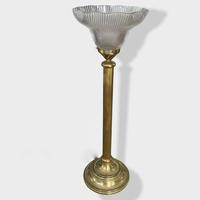 Pair of Brass Column Holophane Uplighter Lamps (2 of 7) Pair of Brass Column Holophane Uplighter Lamps (2 of 7)