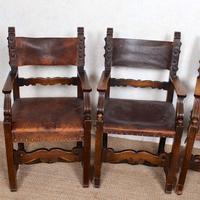 4 Dining Chairs Ships Nautical Chairs Oak Leather 19th Century (5 of 10) 4 Dining Chairs Ships Nautical Chairs Oak Leather 19th Century (5 of 10)