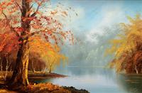 Immaculate Large Original Mid-20thc Vintage Autumn River Landscape Oil Painting (3 of 11) Immaculate Large Original Mid-20thc Vintage Autumn River Landscape Oil Painting (3 of 11)