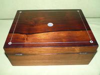 Unisex Inlaid Rosewood Jewellery Box + Tray. c1850 (7 of 13) Unisex Inlaid Rosewood Jewellery Box + Tray. c1850 (7 of 13)