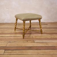 19th Century French Square Giltwood & Upholstered Stool Ottoman - Table (2 of 10) 19th Century French Square Giltwood & Upholstered Stool Ottoman - Table (2 of 10)