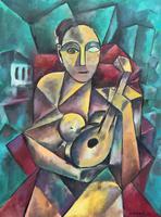 Original 20th Century Continental Abstract Cubism Style Portrait Oil Painting (2 of 11) Original 20th Century Continental Abstract Cubism Style Portrait Oil Painting (2 of 11)