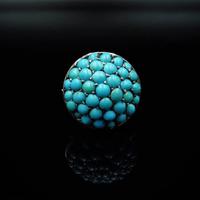 Antique Pavé Turquoise Bombé Cluster 9ct Gold & Silver Ring (3 of 8) Antique Pavé Turquoise Bombé Cluster 9ct Gold & Silver Ring (3 of 8)