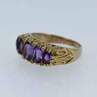 Vintage Amethyst and Diamond Chunky Scroll Five Stone 9ct 9K Yellow Gold Ring Band (9 of 10) Vintage Amethyst and Diamond Chunky Scroll Five Stone 9ct 9K Yellow Gold Ring Band (9 of 10)