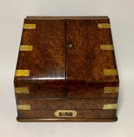 Victorian Burr Walnut Brass Bound Desktop Stationery Cabinet (4 of 15) Victorian Burr Walnut Brass Bound Desktop Stationery Cabinet (4 of 15)