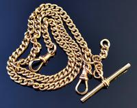 Antique 9ct Yellow Gold Double Albert Chain, Watch Chain, Curb Link (2 of 13) Antique 9ct Yellow Gold Double Albert Chain, Watch Chain, Curb Link (2 of 13)