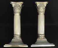 Pair of Square Base Late Victorian Silver Plate Corinthian Column Candlesticks (2 of 6) Pair of Square Base Late Victorian Silver Plate Corinthian Column Candlesticks (2 of 6)
