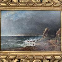 Antique oil painting seascape coastal scene of St Owens Ouens Bay Jersey (6 of 10) Antique oil painting seascape coastal scene of St Owens Ouens Bay Jersey (6 of 10)