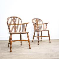 Pair of Yew & Elm Windsor Chairs