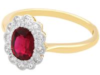 1.03ct Thai Ruby & 0.28ct Diamond, 18ct Yellow Gold Cluster Ring c.1930 (3 of 12) 1.03ct Thai Ruby & 0.28ct Diamond, 18ct Yellow Gold Cluster Ring c.1930 (3 of 12)