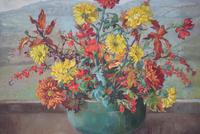 Large Mid Century Oil Painting Still Life of Chrysanthemums (4 of 10) Large Mid Century Oil Painting Still Life of Chrysanthemums (4 of 10)