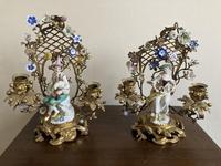 18th Century Meissen Pair of Musicians in Ormolu Candelabra