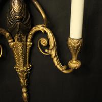 French Pair of Gilded Bronze Twin Arm Antique Wall Sconces (6 of 10) French Pair of Gilded Bronze Twin Arm Antique Wall Sconces (6 of 10)