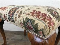 Antique Walnut Stool with Fabric Seat (M-590b) (4 of 10) Antique Walnut Stool with Fabric Seat (M-590b) (4 of 10)