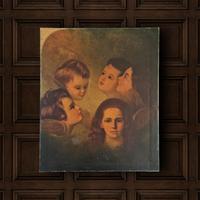 Antique Oil Painting After Joshua Reynolds "The Cherub Choir" 19th Century