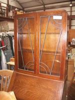 Oak Lead Glazed Bureau Bookcase (2 of 4) Oak Lead Glazed Bureau Bookcase (2 of 4)