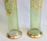 Antique Pair Moser Karlsbad Tall Green Glass Vases (4 of 10) Antique Pair Moser Karlsbad Tall Green Glass Vases (4 of 10)