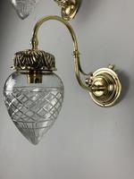 Pair of Edwardian Cut Glass Brass Wall Lights, Rewired (10 of 11) Pair of Edwardian Cut Glass Brass Wall Lights, Rewired (10 of 11)