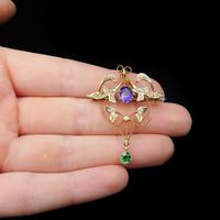 Antique Edwardian Amethyst and Pearl Lavalier 9ct 9K Gold Pendant and Brooch (10 of 10) Antique Edwardian Amethyst and Pearl Lavalier 9ct 9K Gold Pendant and Brooch (10 of 10)