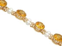 30.12ct Citrine & Pearl, 9ct Yellow Gold Bracelet - Vintage 1967 (5 of 12) 30.12ct Citrine & Pearl, 9ct Yellow Gold Bracelet - Vintage 1967 (5 of 12)