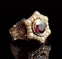 Antique Mourning Ring, 18ct Gold, Enamel, Pearl & Garnet - William IV (6 of 13) Antique Mourning Ring, 18ct Gold, Enamel, Pearl & Garnet - William IV (6 of 13)