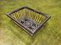 19th Century Ceylonese Porcupine Quill Basket with Bone Inlay