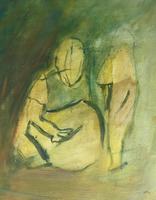 Original oil on canvas 'Mother and child' by Doreen Heaton Potworowski. 1920-2014. Initialled 1973. Framed. (2 of 2) Original oil on canvas 'Mother and child' by Doreen Heaton Potworowski. 1920-2014. Initialled 1973. Framed. (2 of 2)