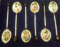 Cased Sterling Silver & Enamelled Coffee Spoons (2 of 3) Cased Sterling Silver & Enamelled Coffee Spoons (2 of 3)